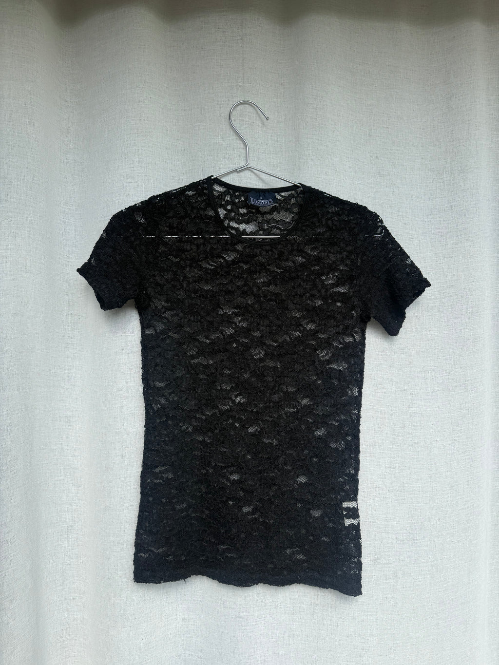 Vintage lace black mini tee, made in Aotearoa
