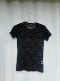 Vintage lace black mini tee, made in Aotearoa