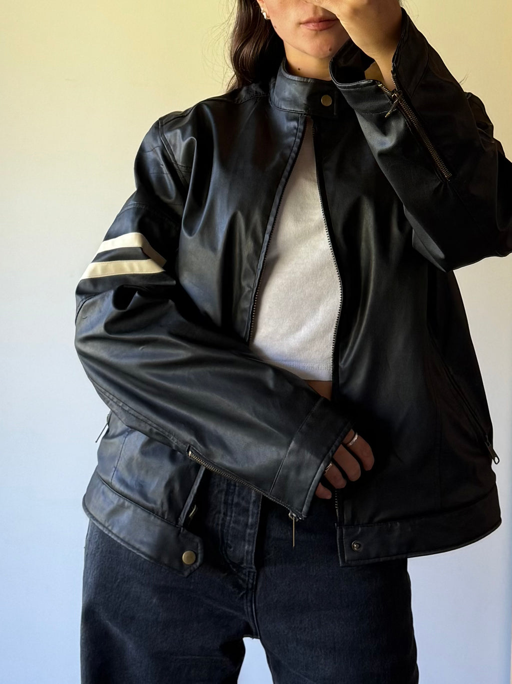 Biker jacket faux leather