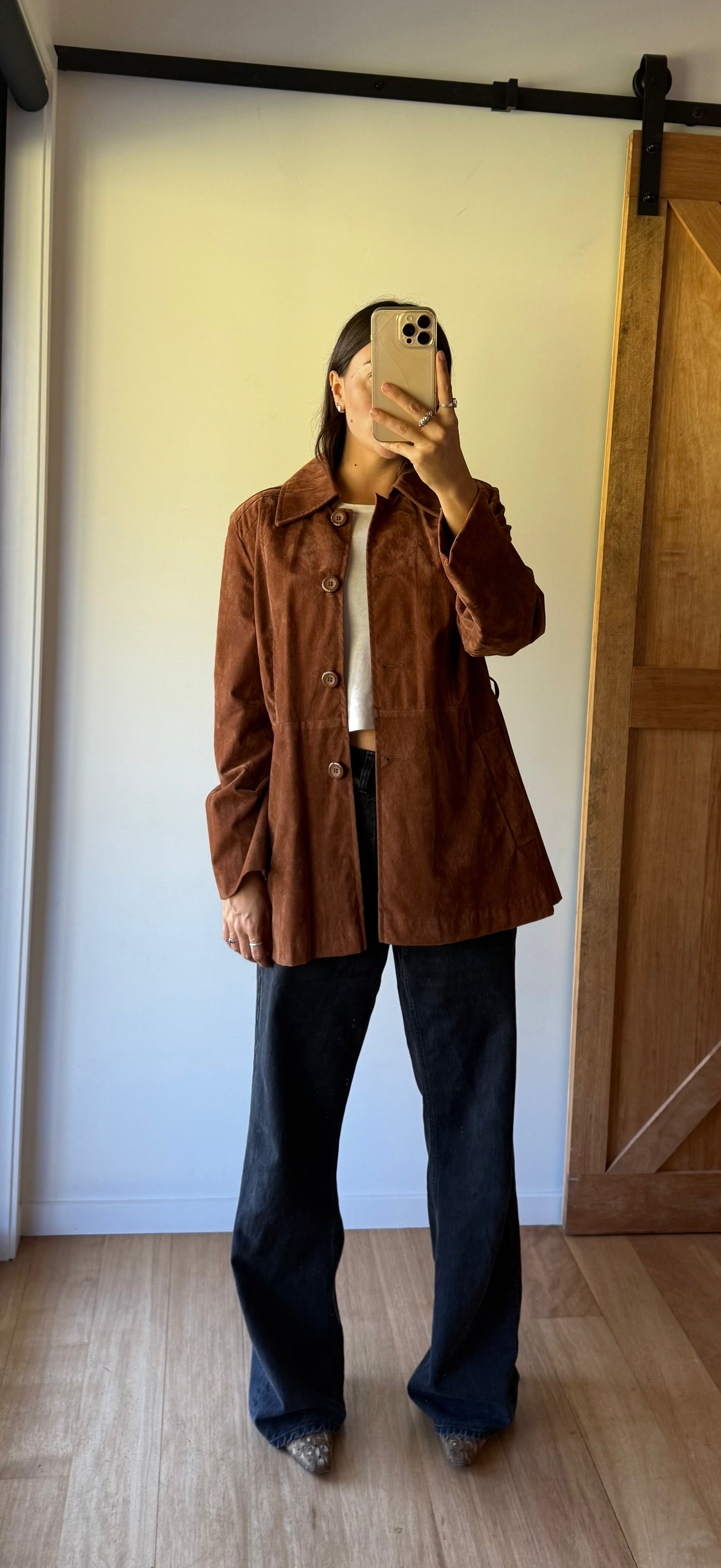 Vintage brown suede coat, made in Aotearoa