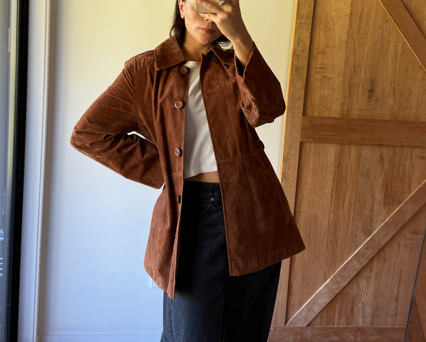 Vintage brown suede coat, made in Aotearoa