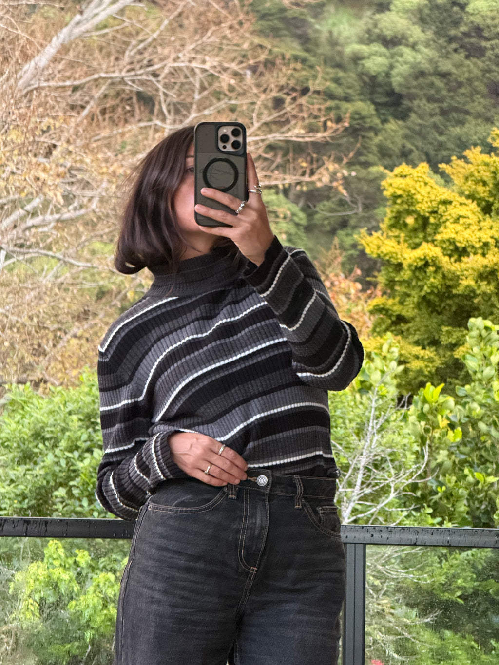 90s striped turtle neck