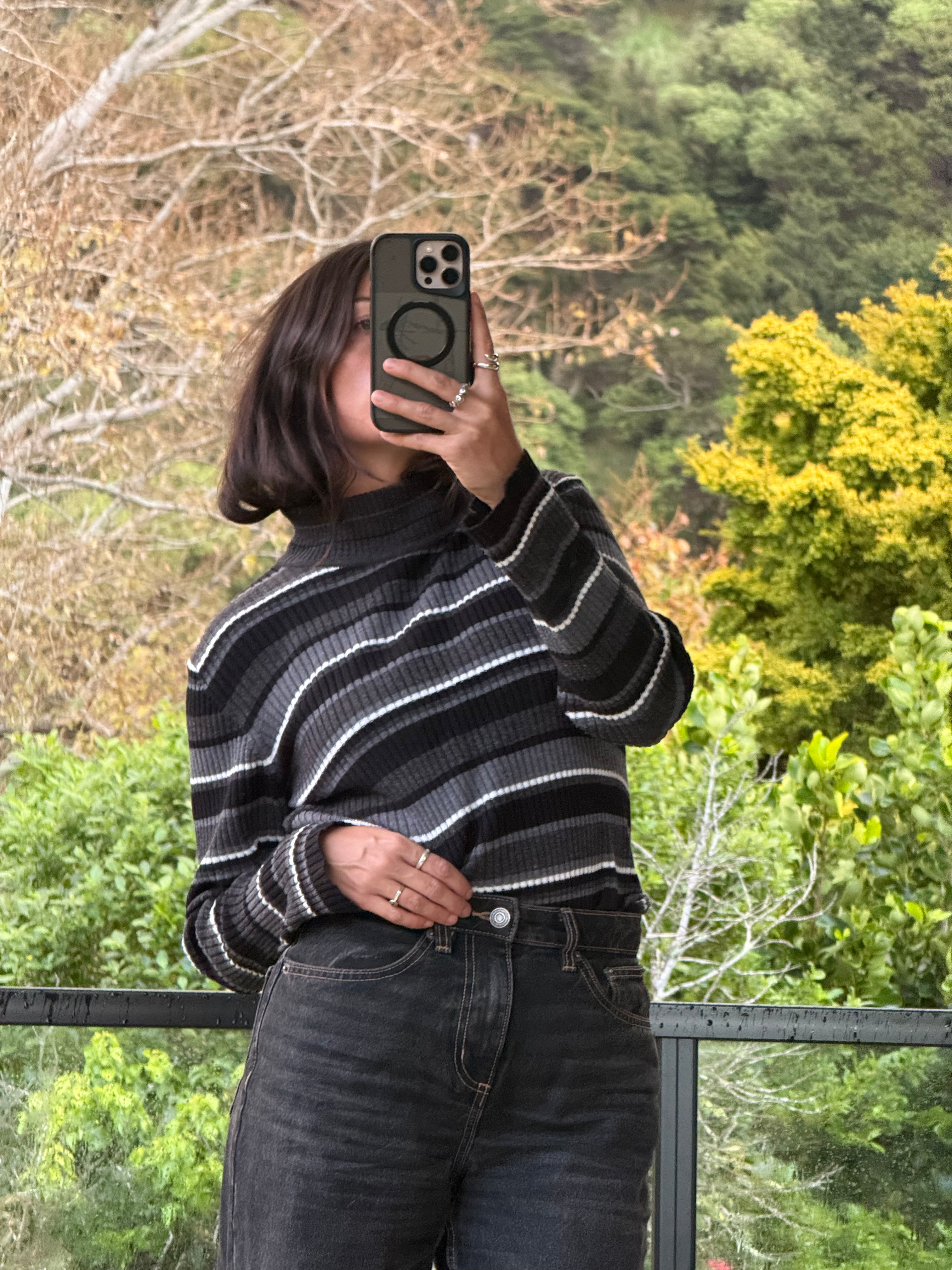 90s striped turtle neck