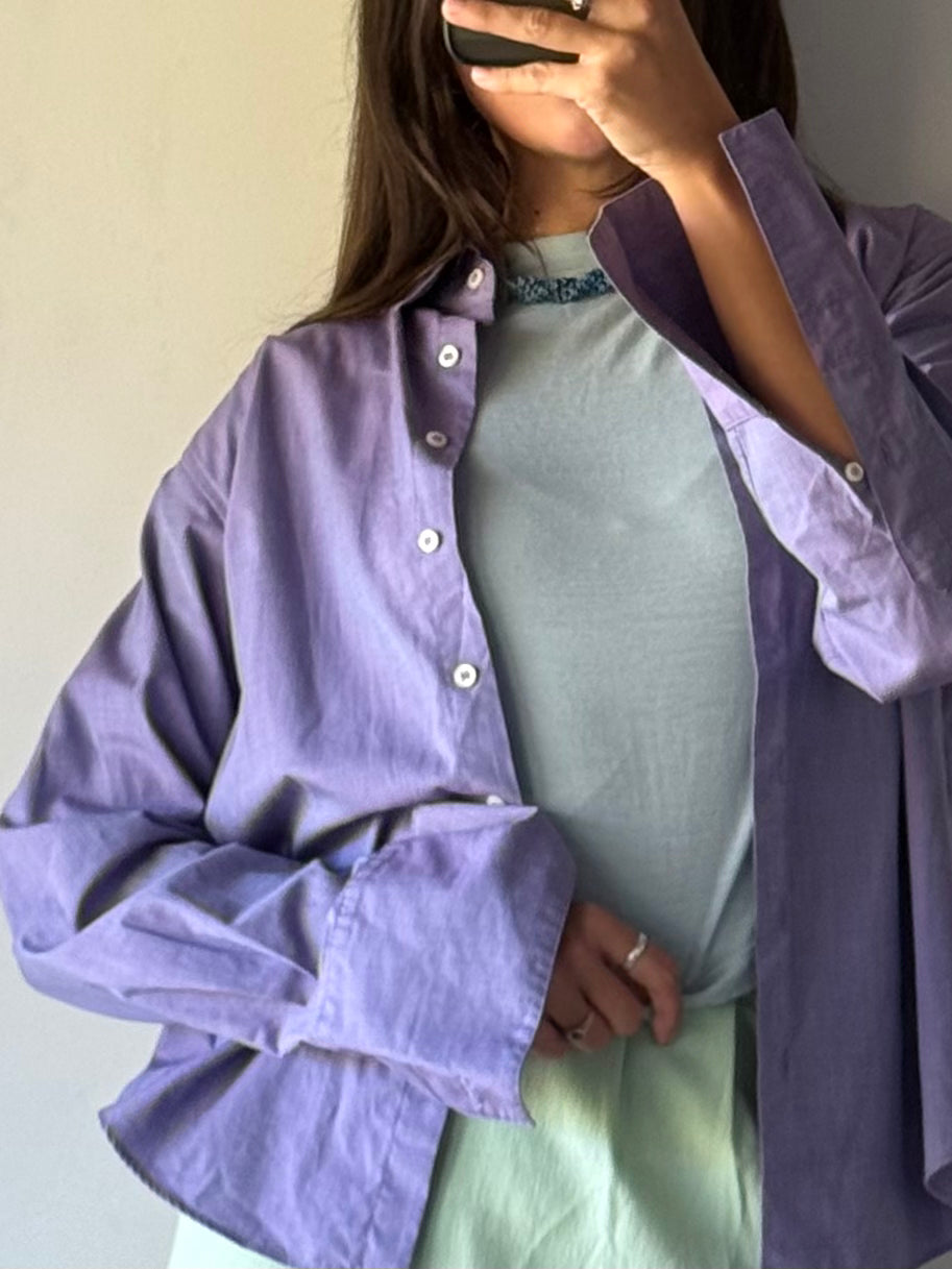 Cotton lilac button up shirt