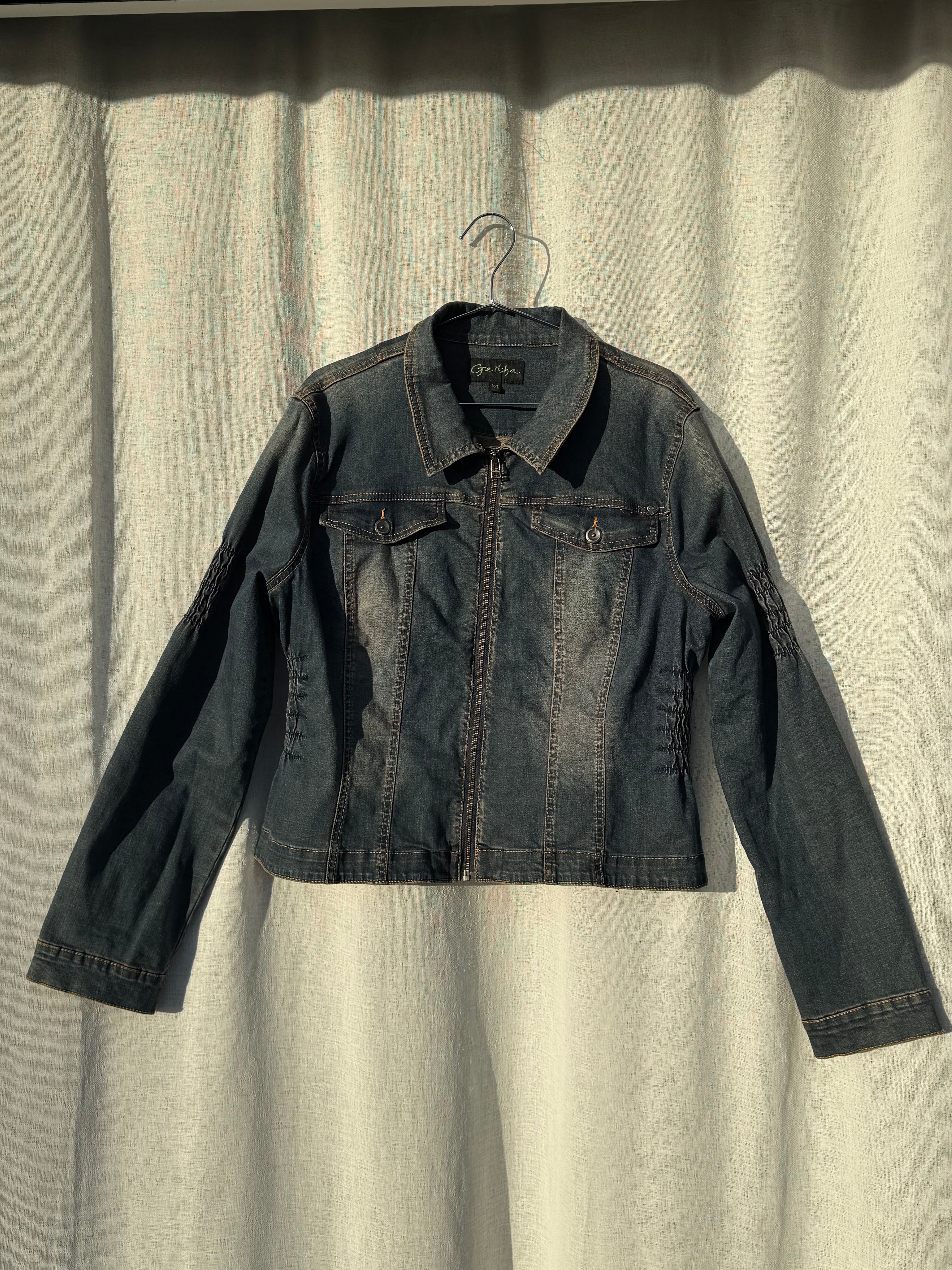 Cute denim jacket with ruche detailing