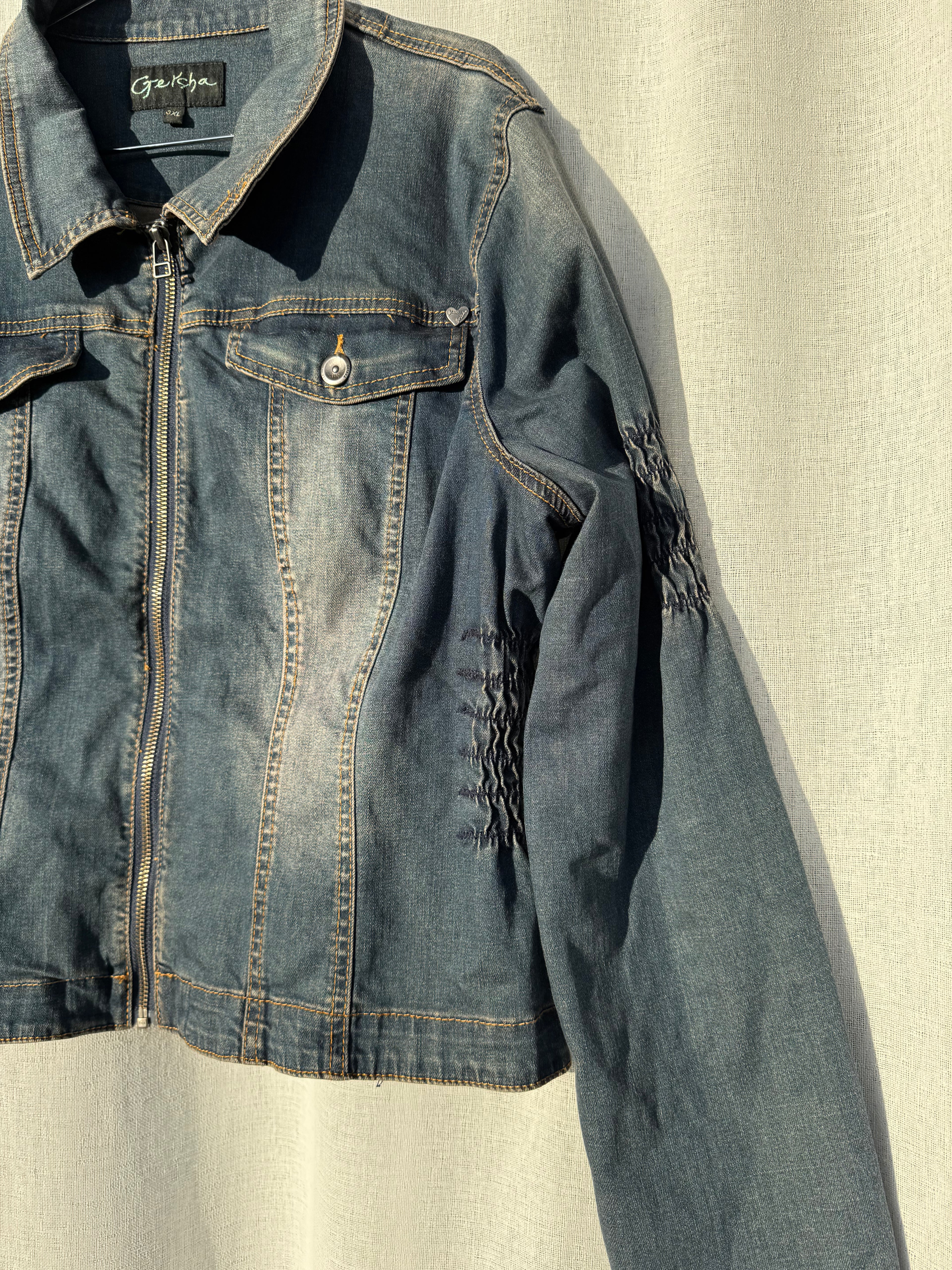 Cute denim jacket with ruche detailing