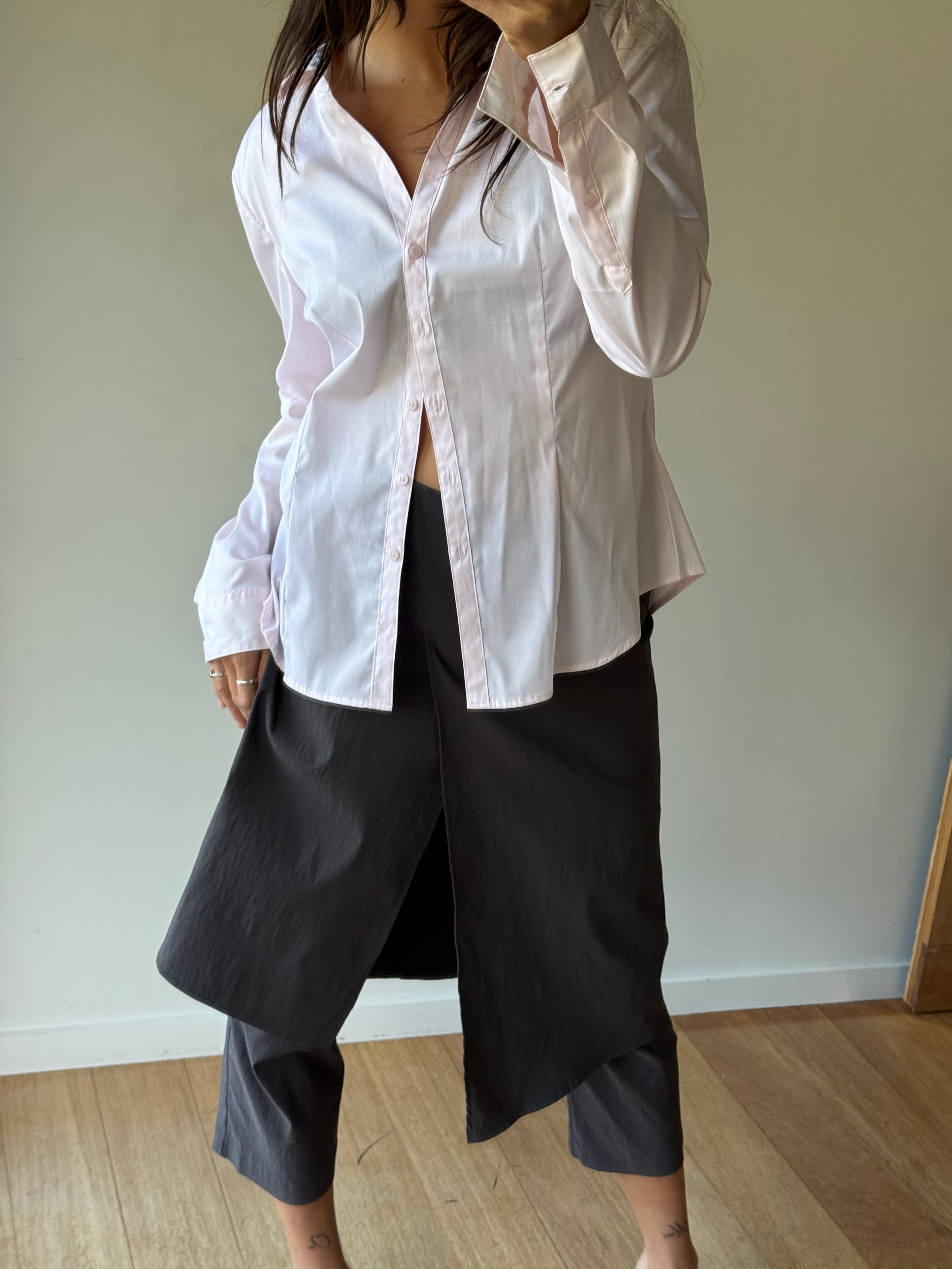 Asymmetrical overlay cropped pants