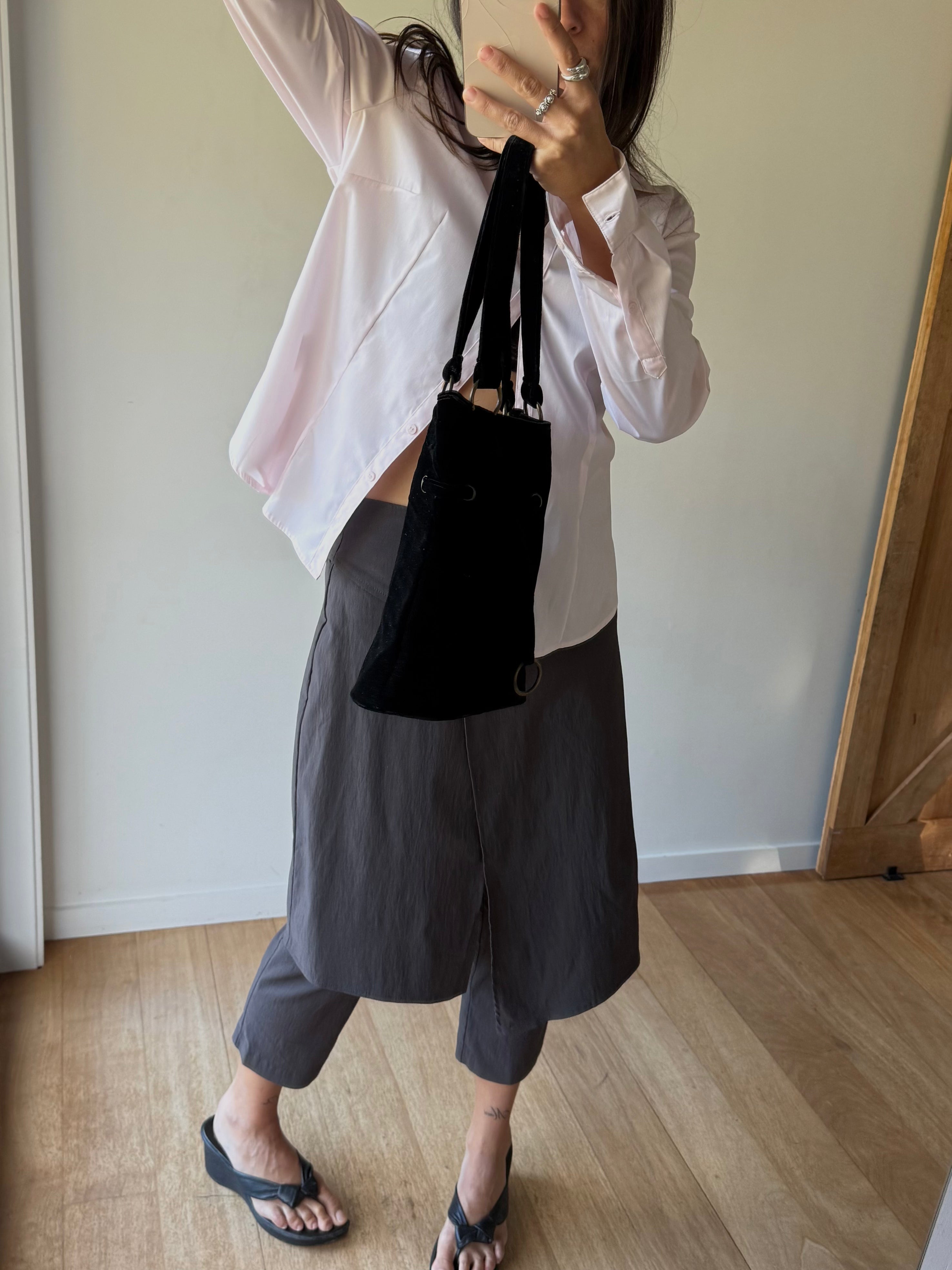 Asymmetrical overlay cropped pants
