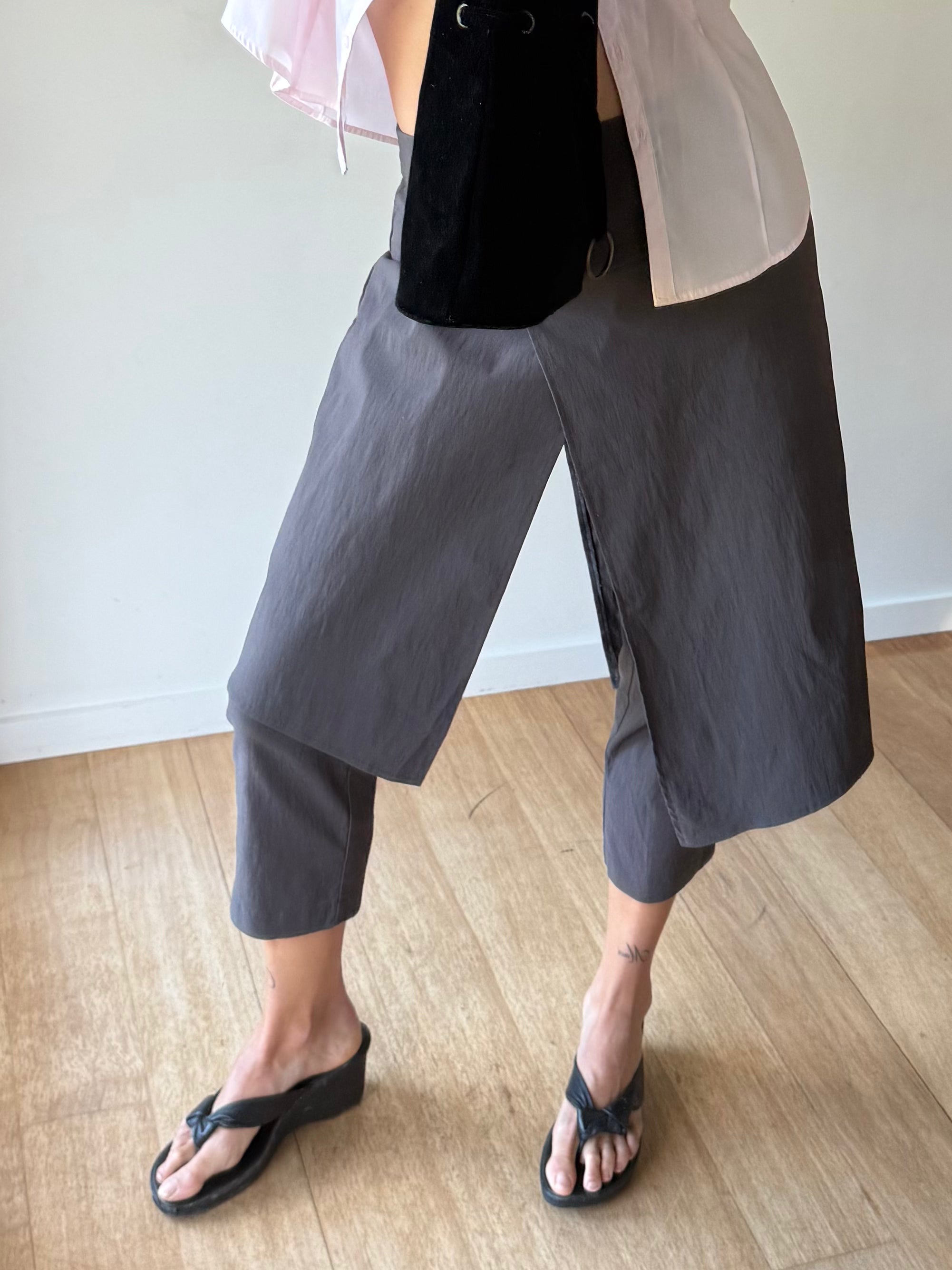 Asymmetrical overlay cropped pants
