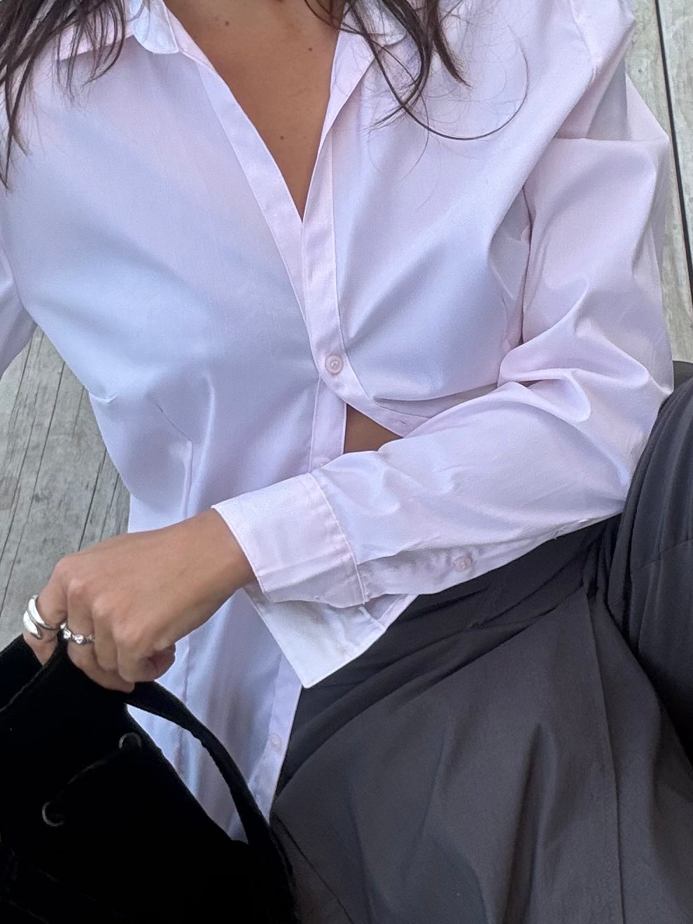 Pink button up shirt with structured panelling