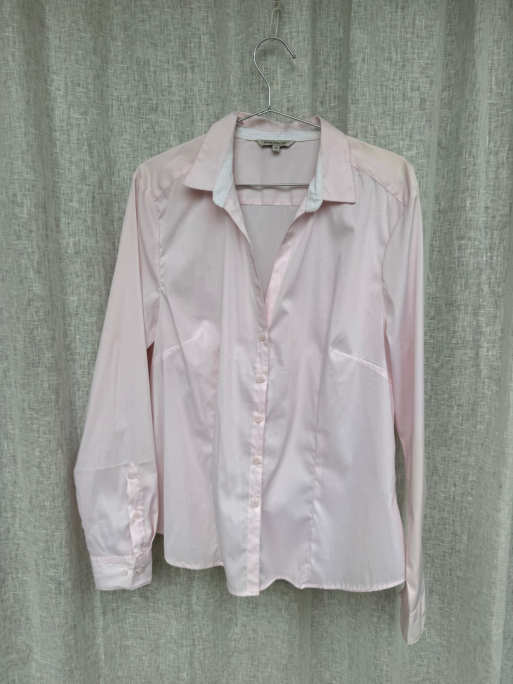 Pink button up shirt with structured panelling