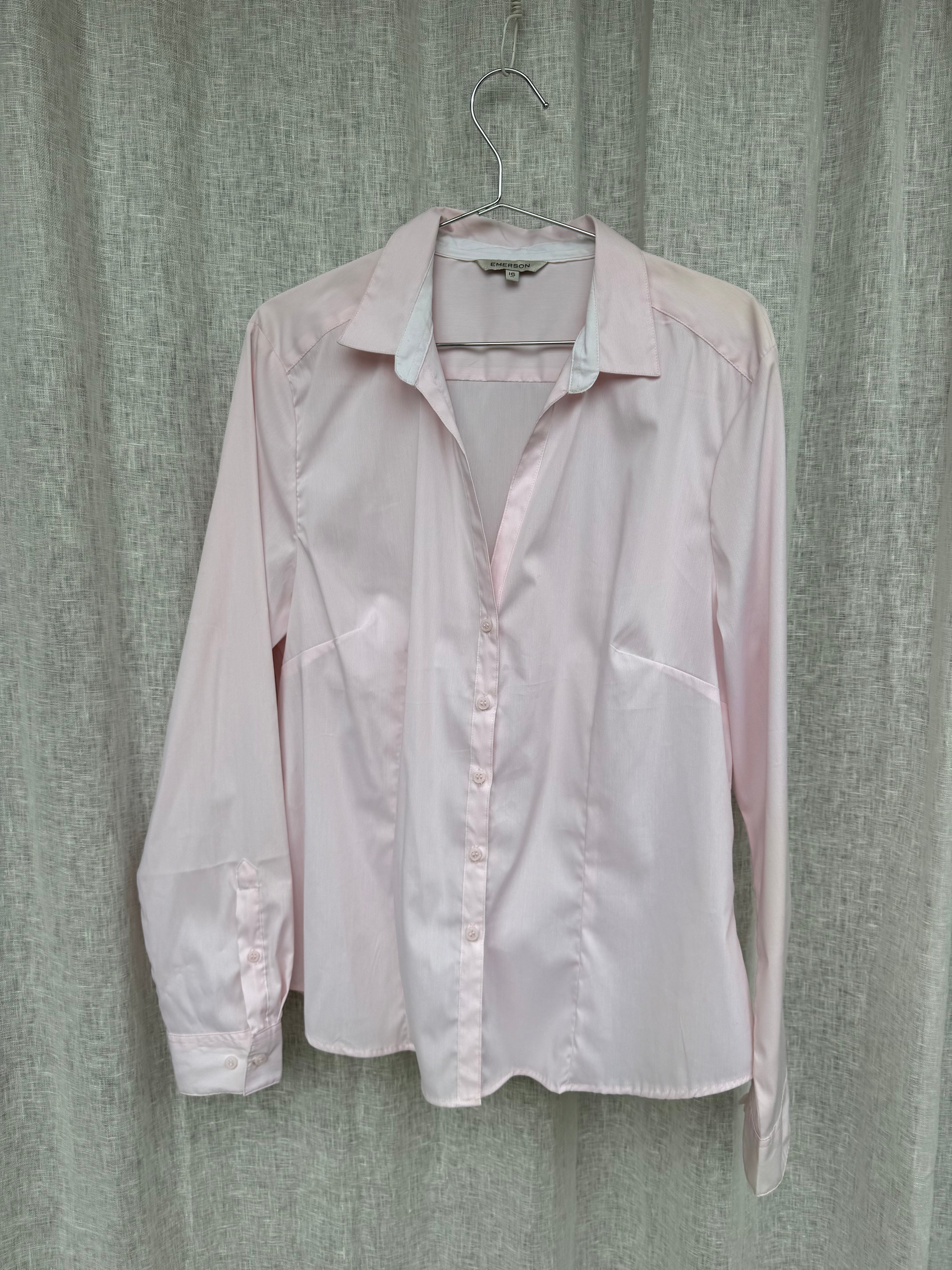 Pink button up shirt with structured panelling