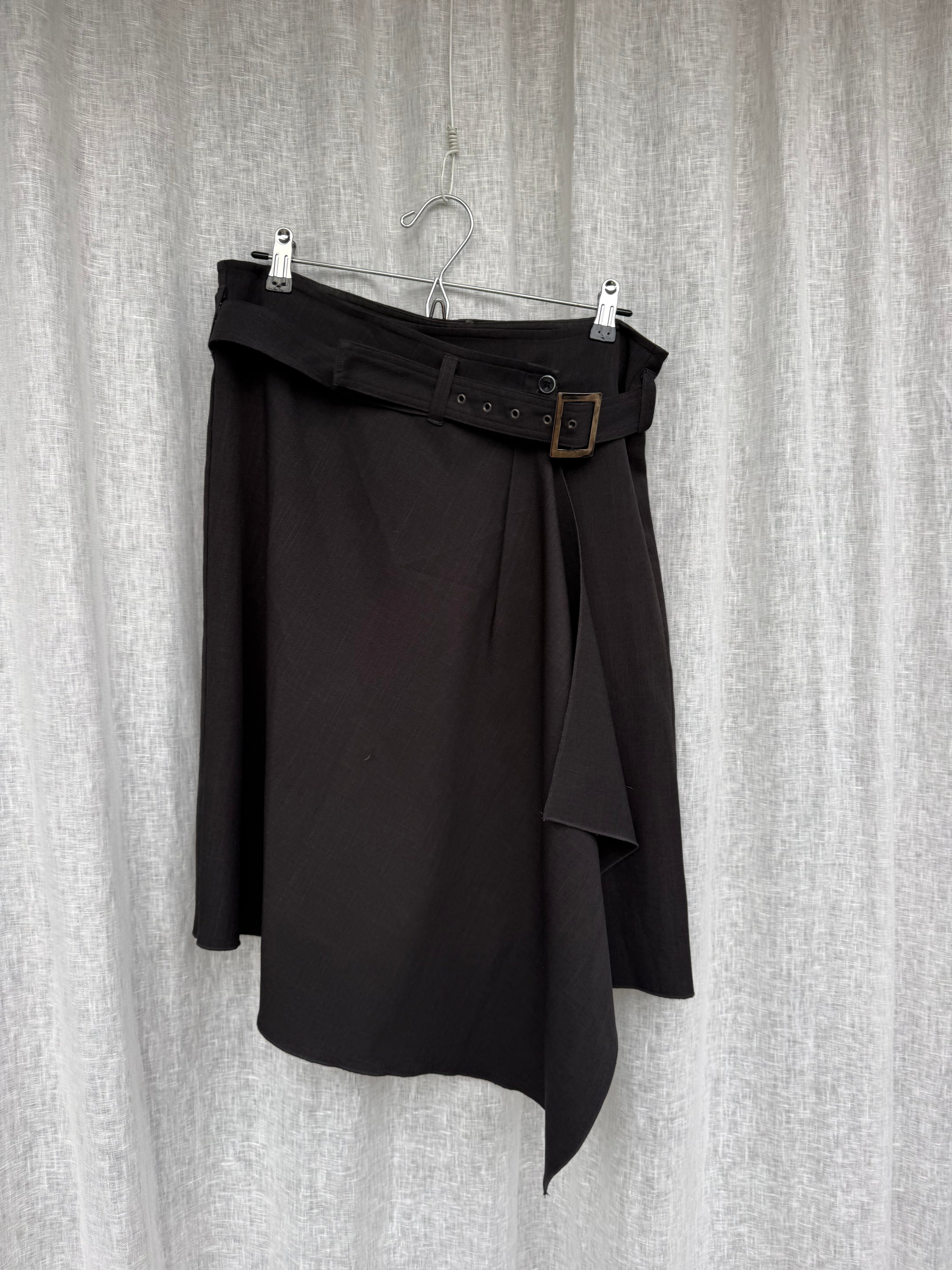 Asymmetric wrap skirt
