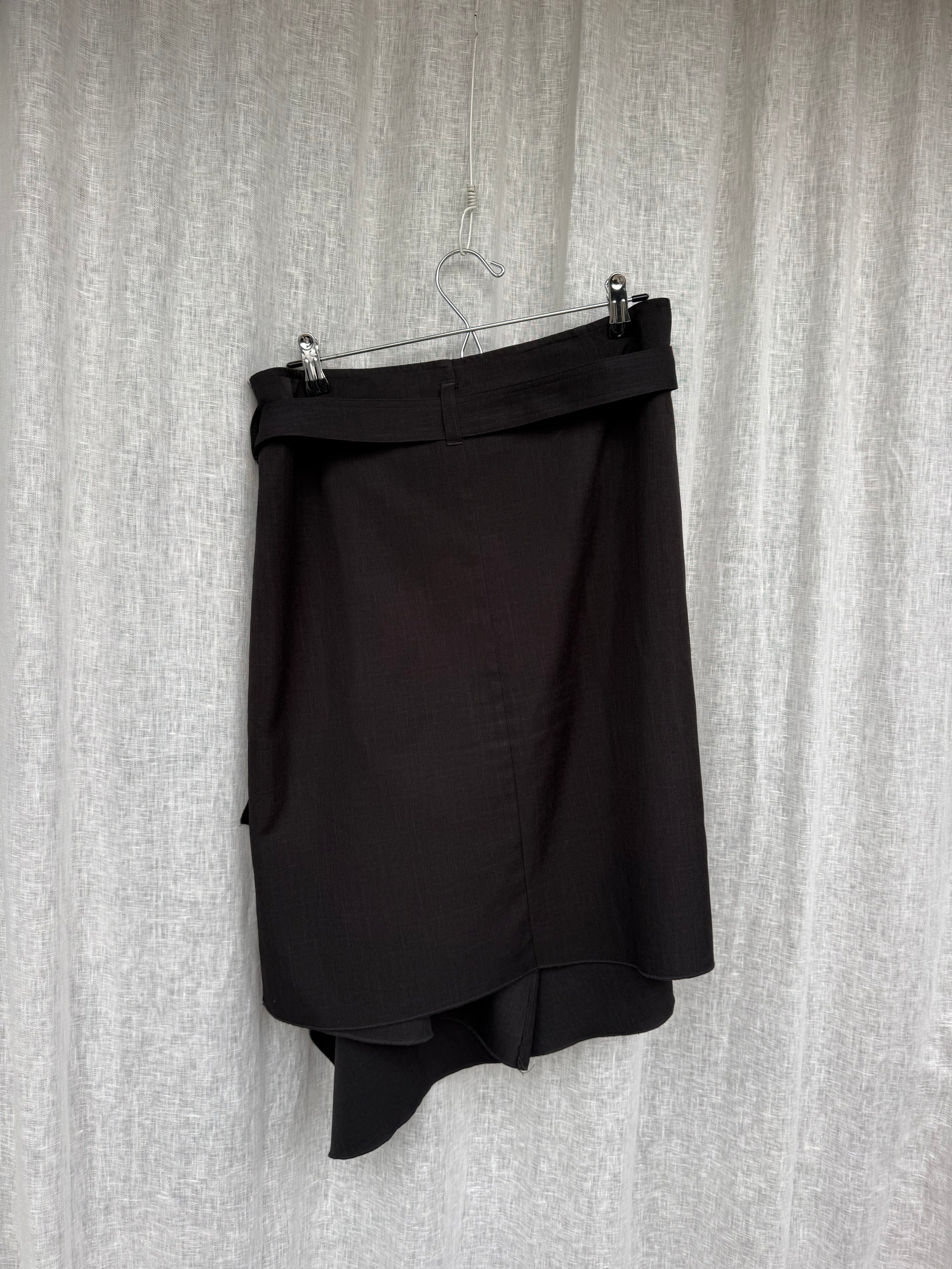 Asymmetric wrap skirt