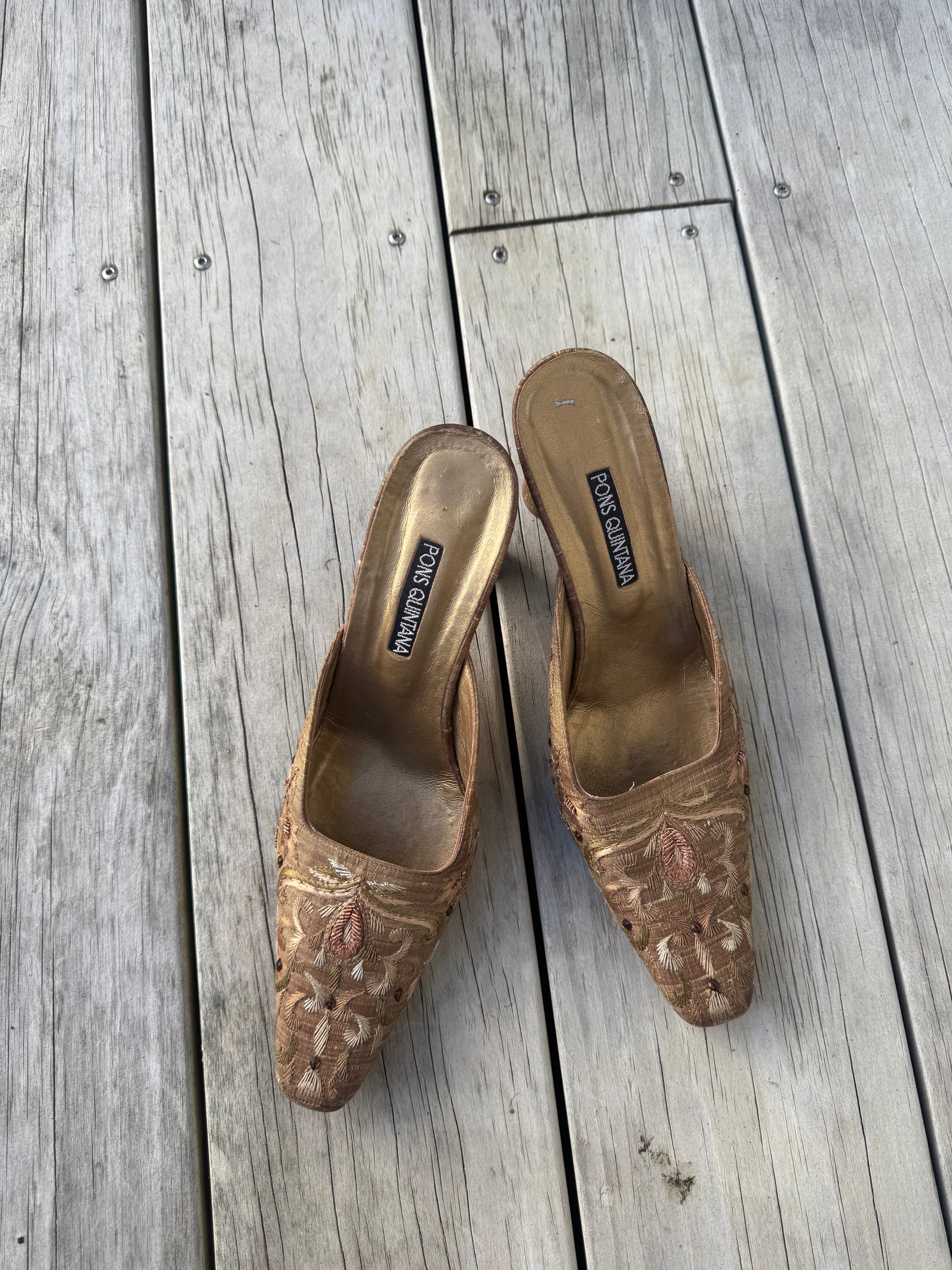 Golden mules made in Spain