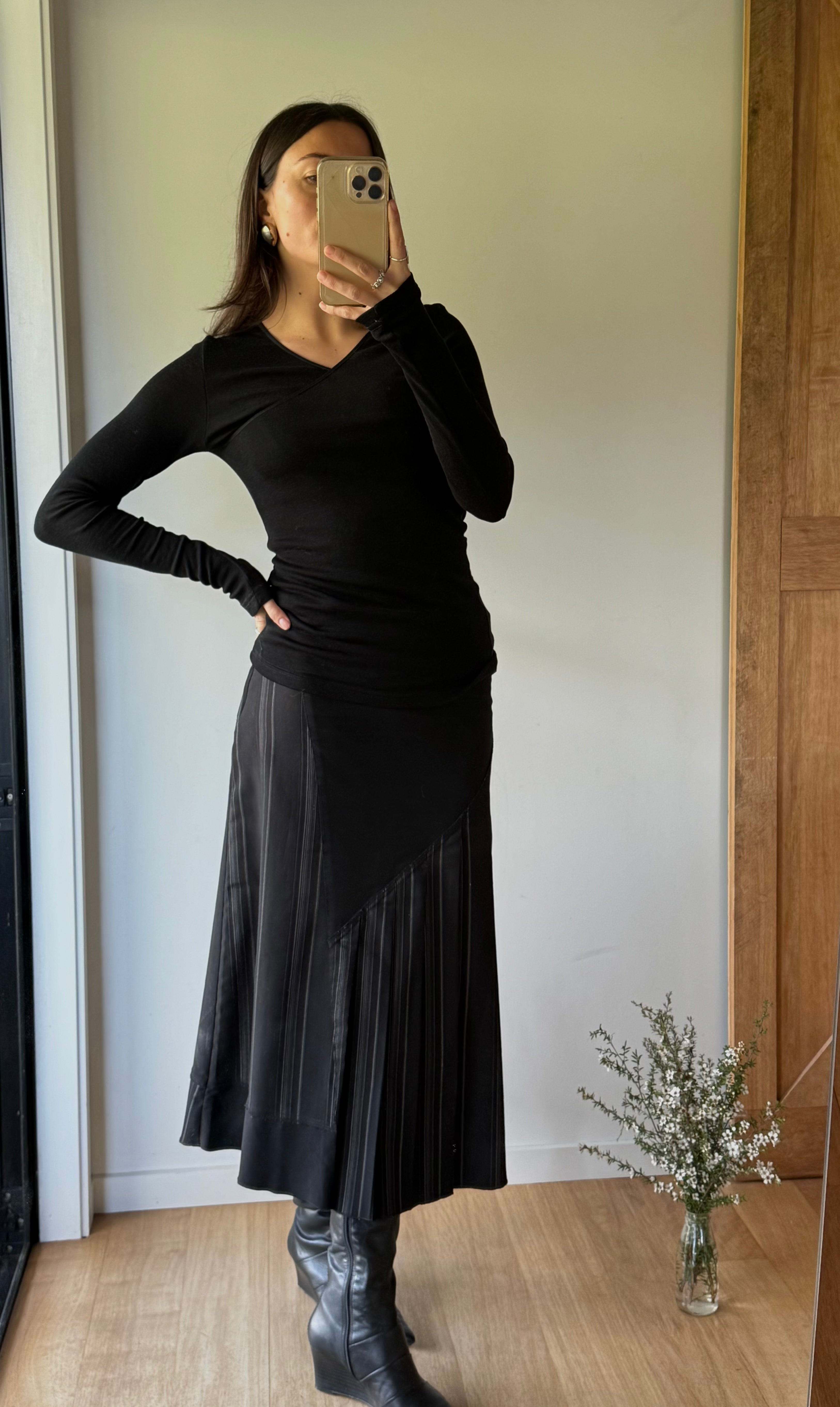 Black skirt with stripe detailing