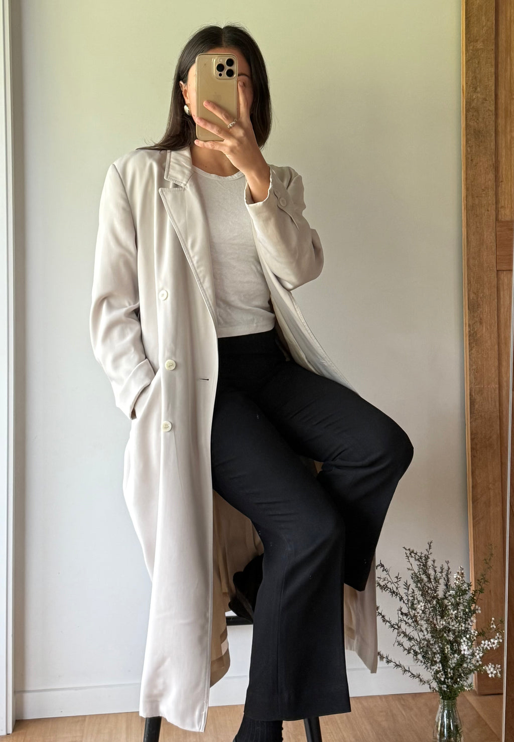 Vintage cream trench style coat
