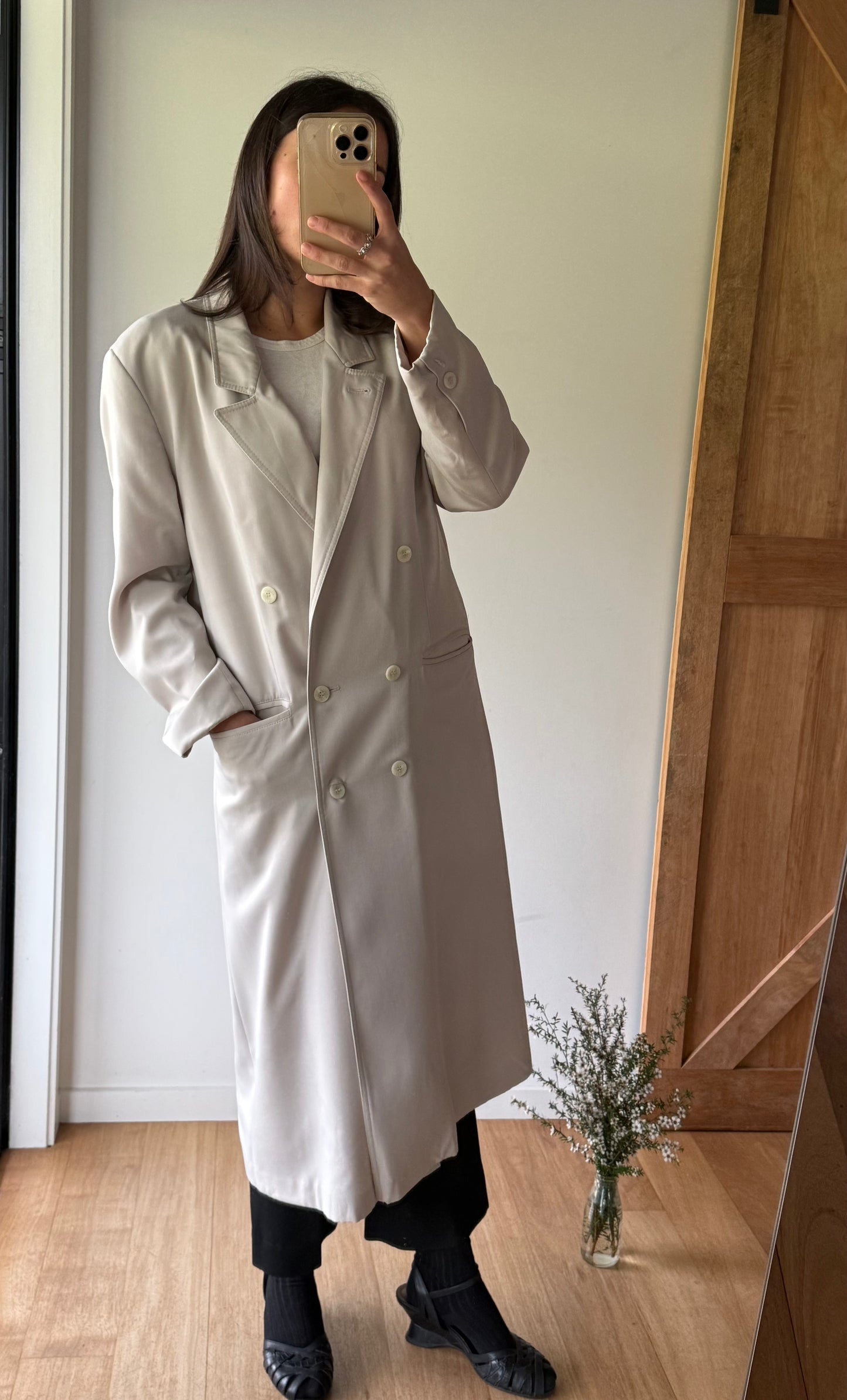 Vintage cream trench style coat