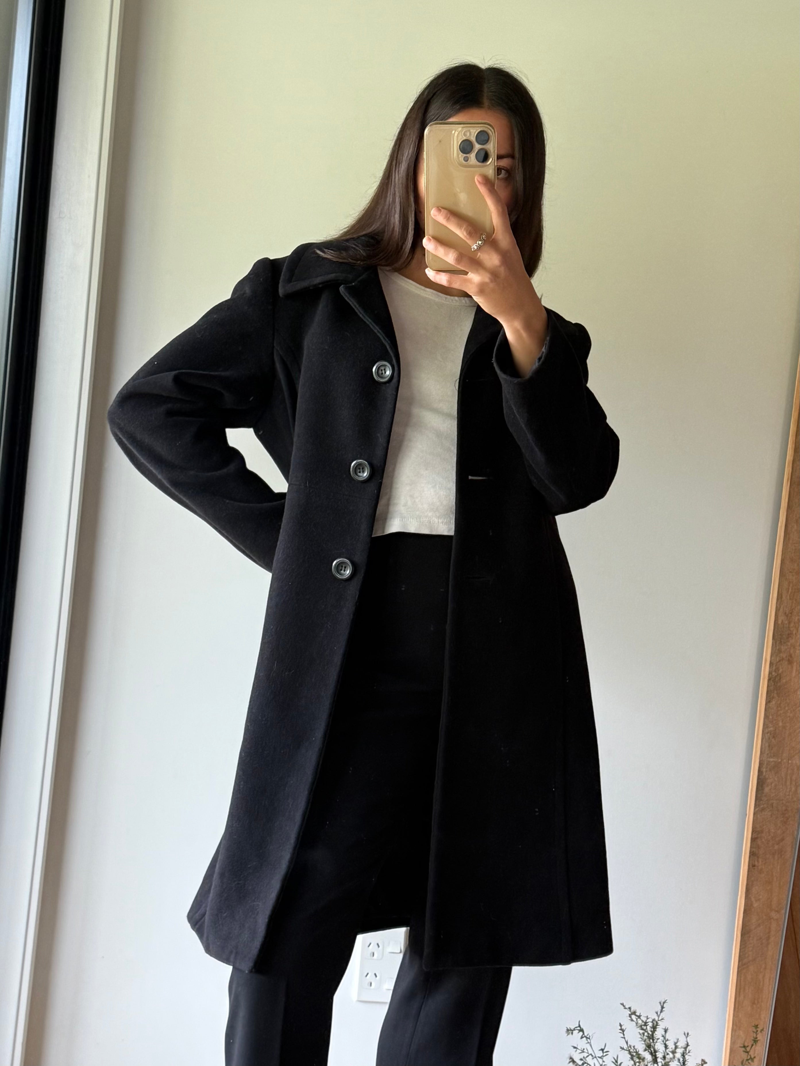 Vintage wool + cashmere blend coat, made in Aotearoa
