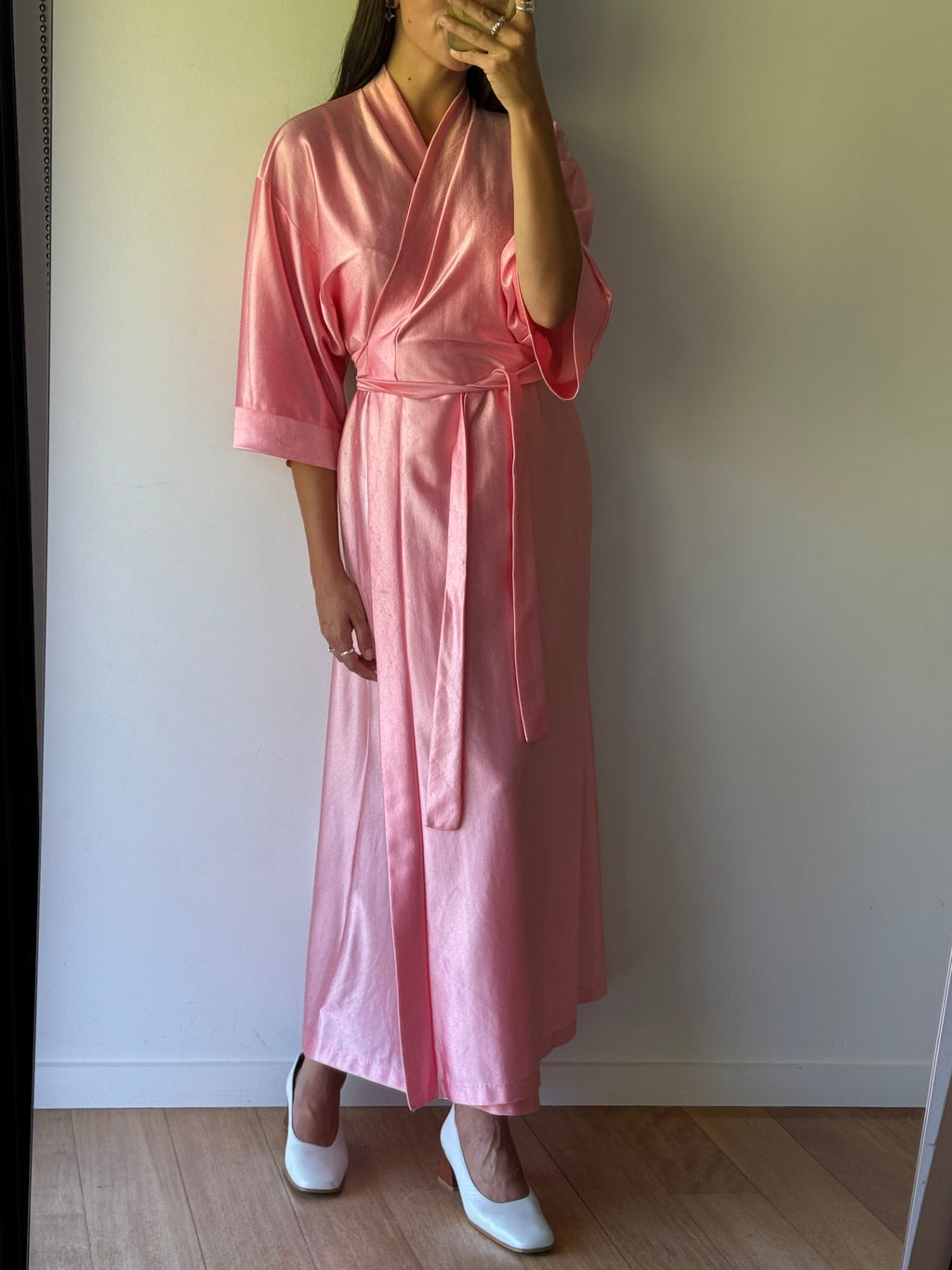Vintage pink velour dressing gown