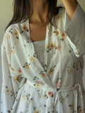 90s floral cream robe and nightgown ensemble