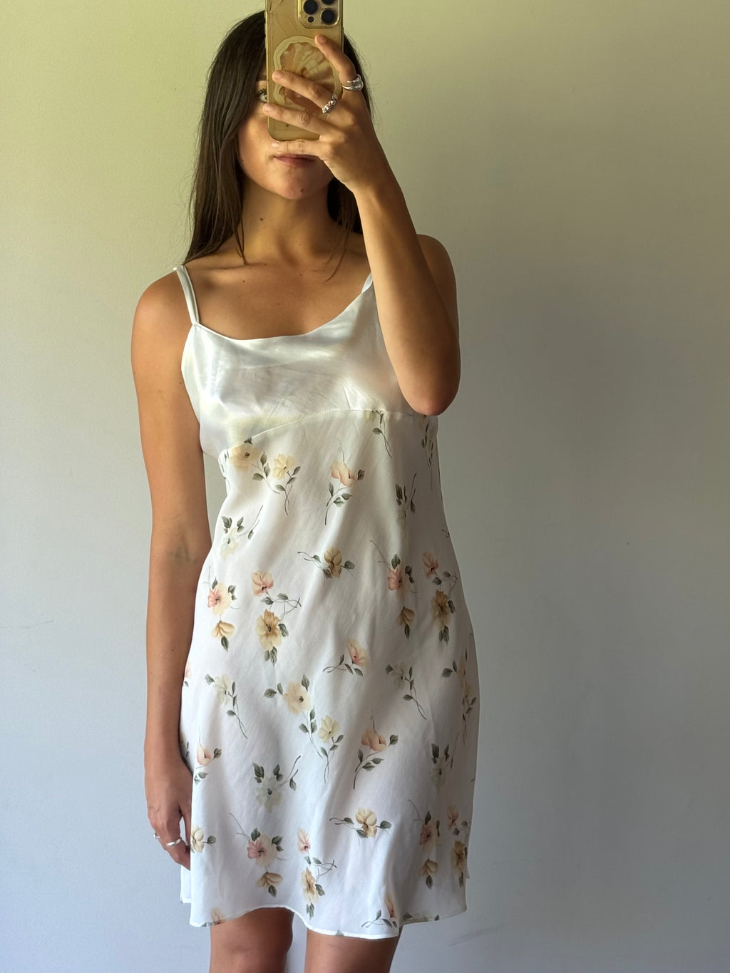 90s floral cream robe and nightgown ensemble