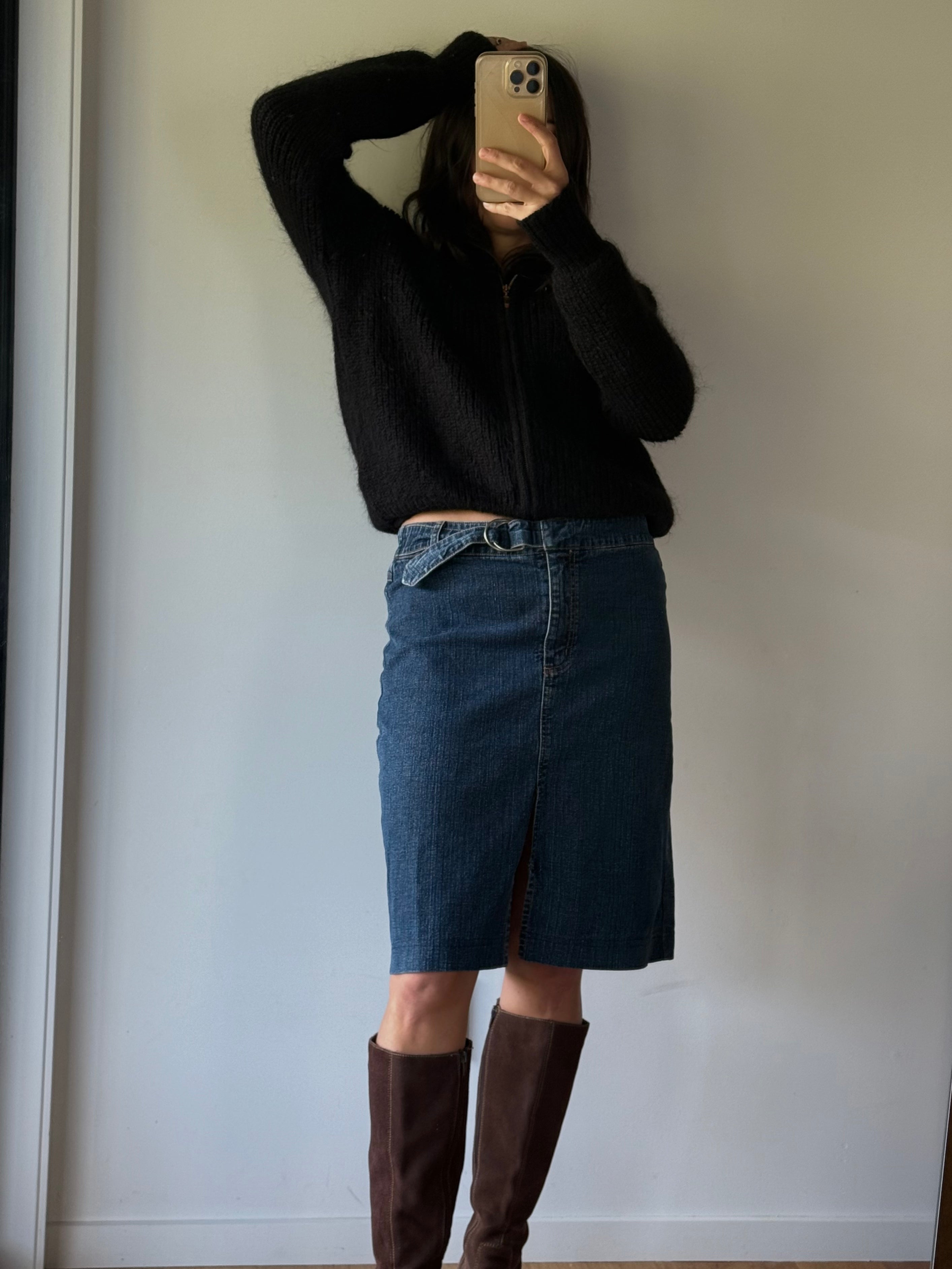 Classic denim midi skirt