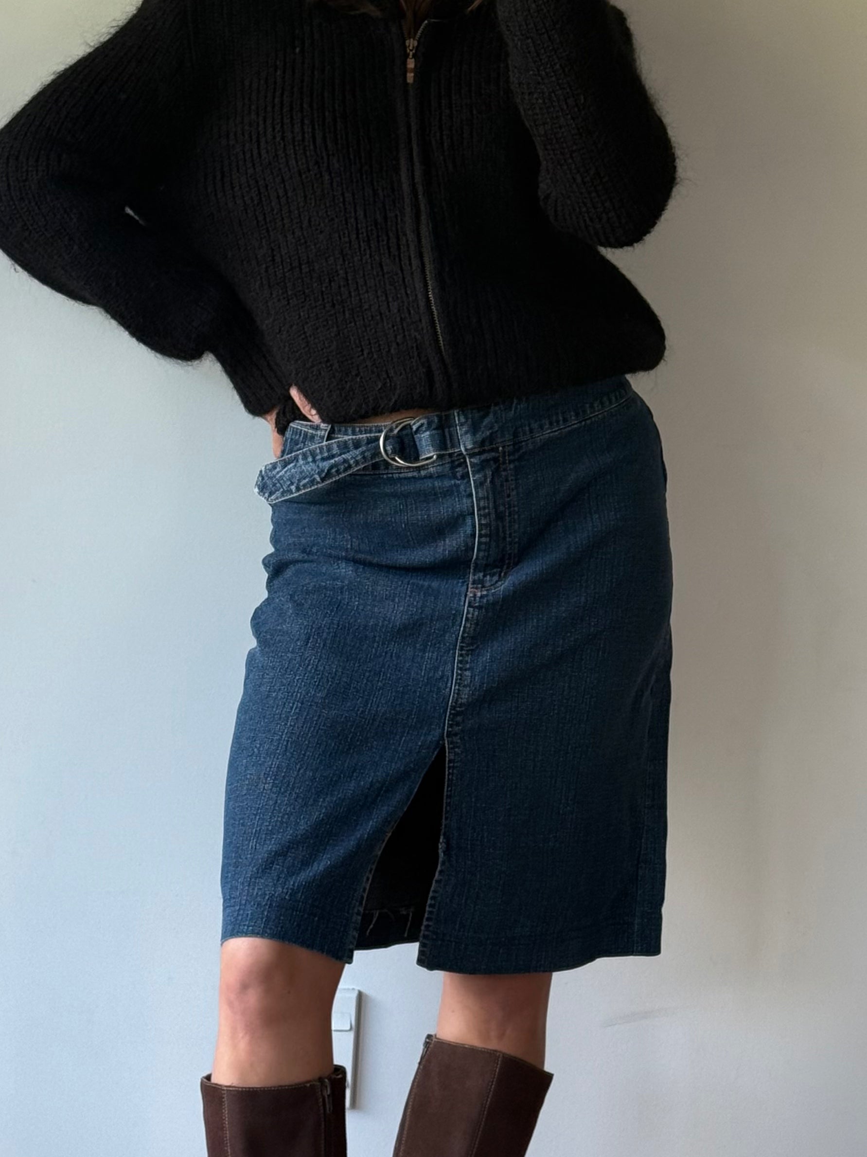 Classic denim midi skirt