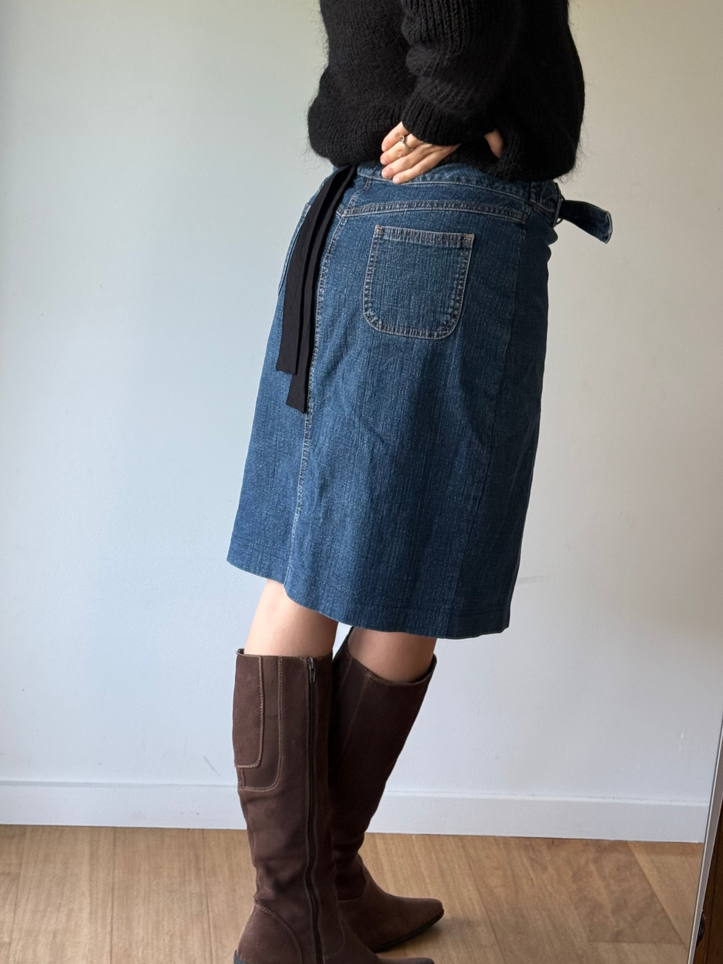 Classic denim midi skirt