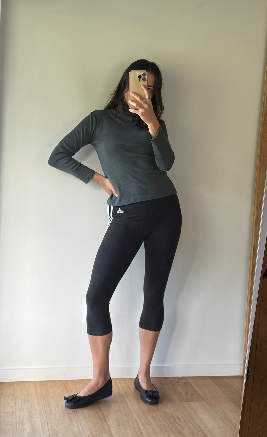 Sage green merino turtleneck top