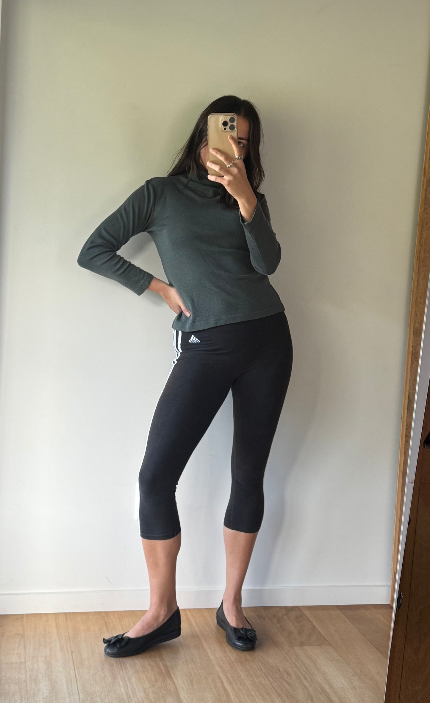 Sage green merino turtleneck top