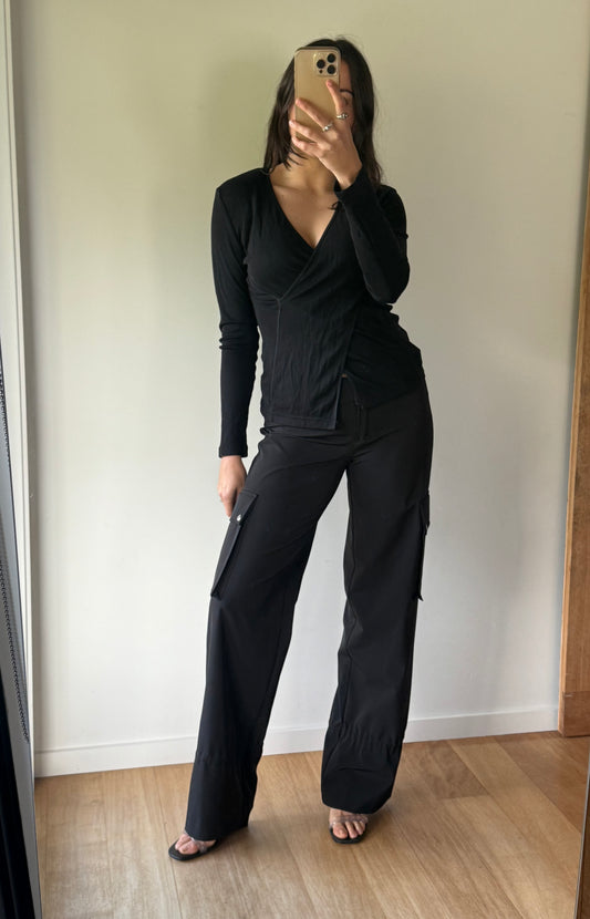 Black merino top, made in Aotearoa
