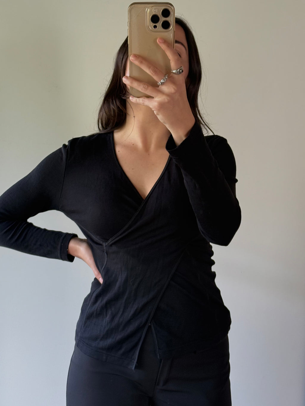 Black merino top, made in Aotearoa