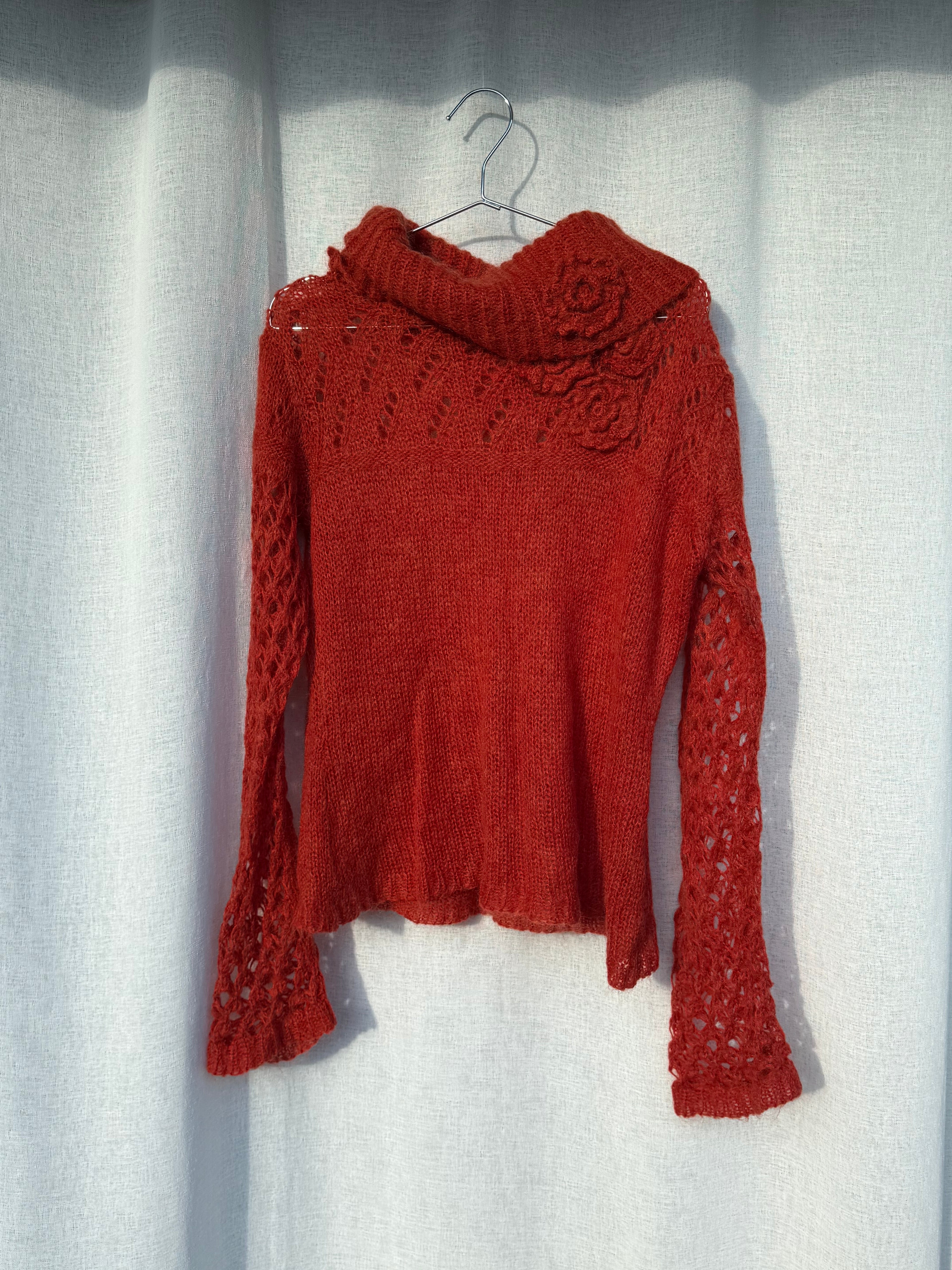 Mohair blend knit with floral detail