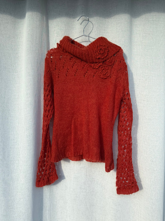 Mohair blend knit with floral detail