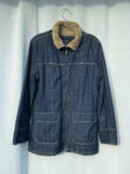 Denim jacket with shearling style collar