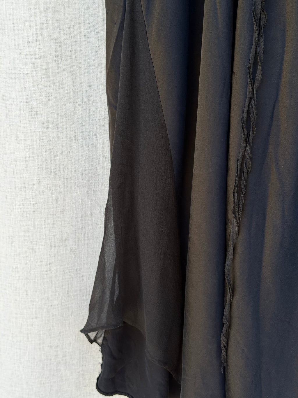 Silky black maxi slip with sheer trim