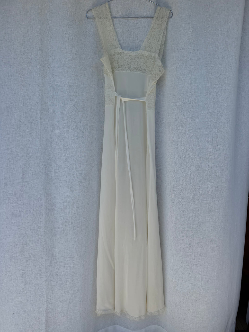 Vintage negligee with lace detail and sheer pleats