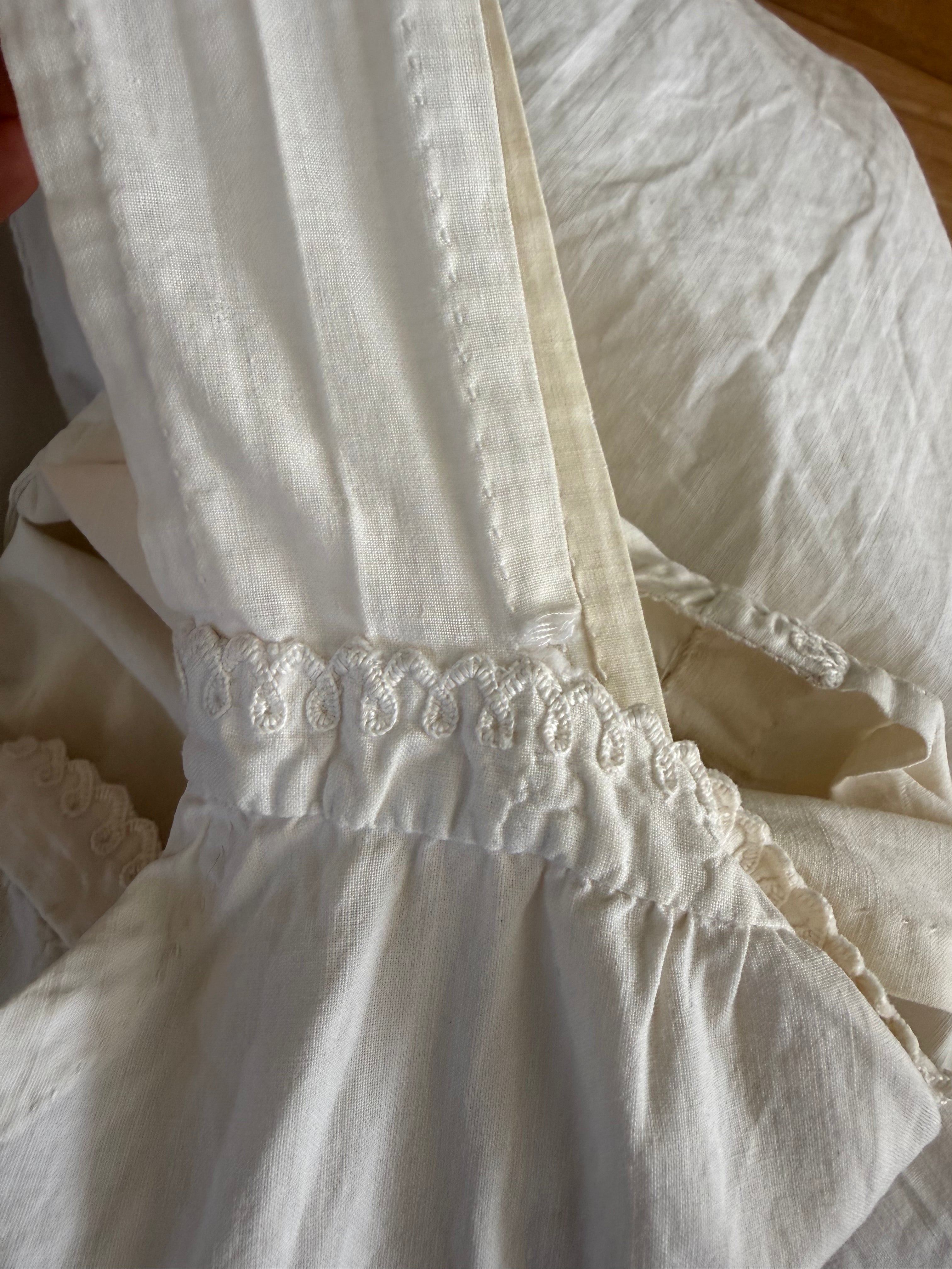 Vintage white cotton nightie with scalloped trim