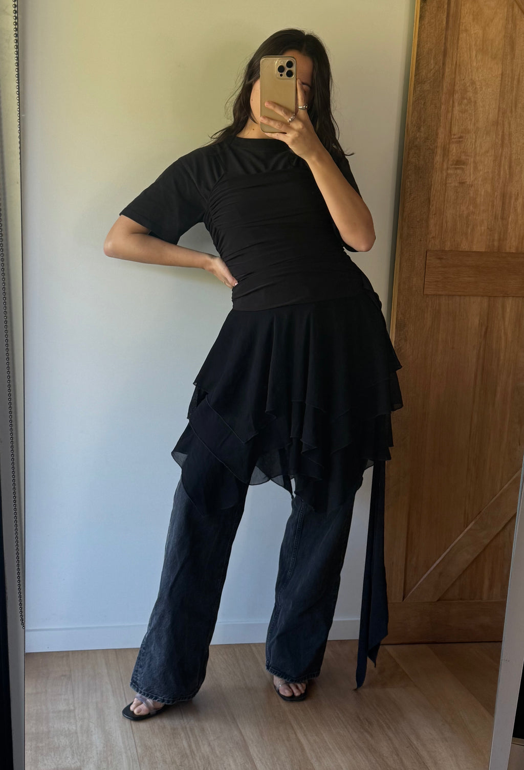 Black dress with hanky hem