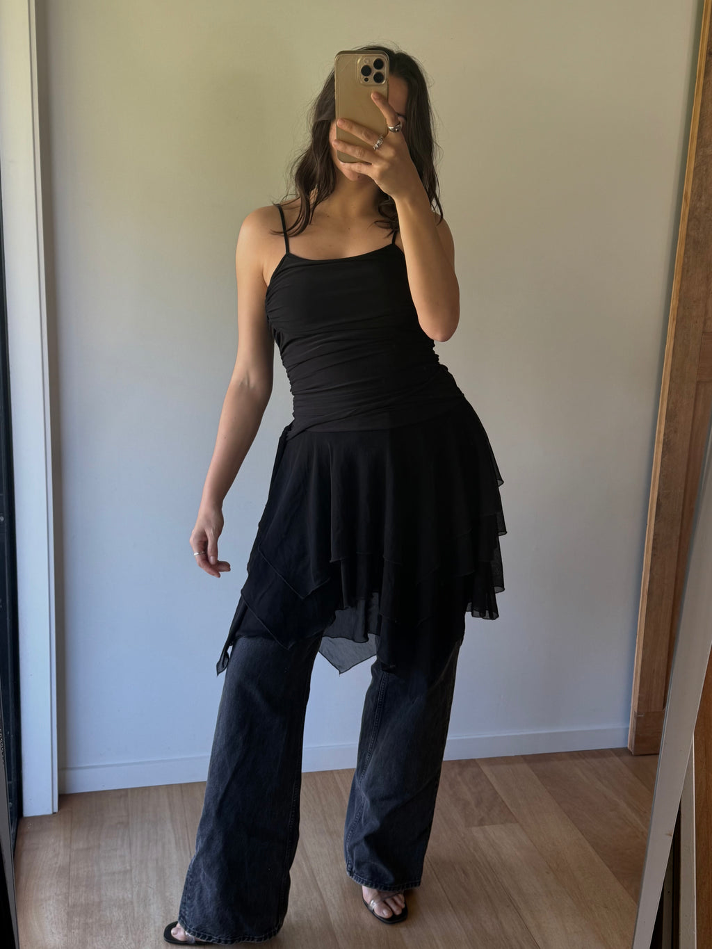 Black dress with hanky hem