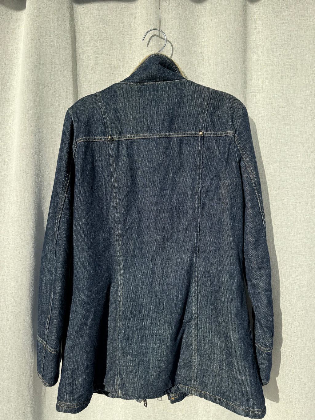 Denim jacket with shearling style collar