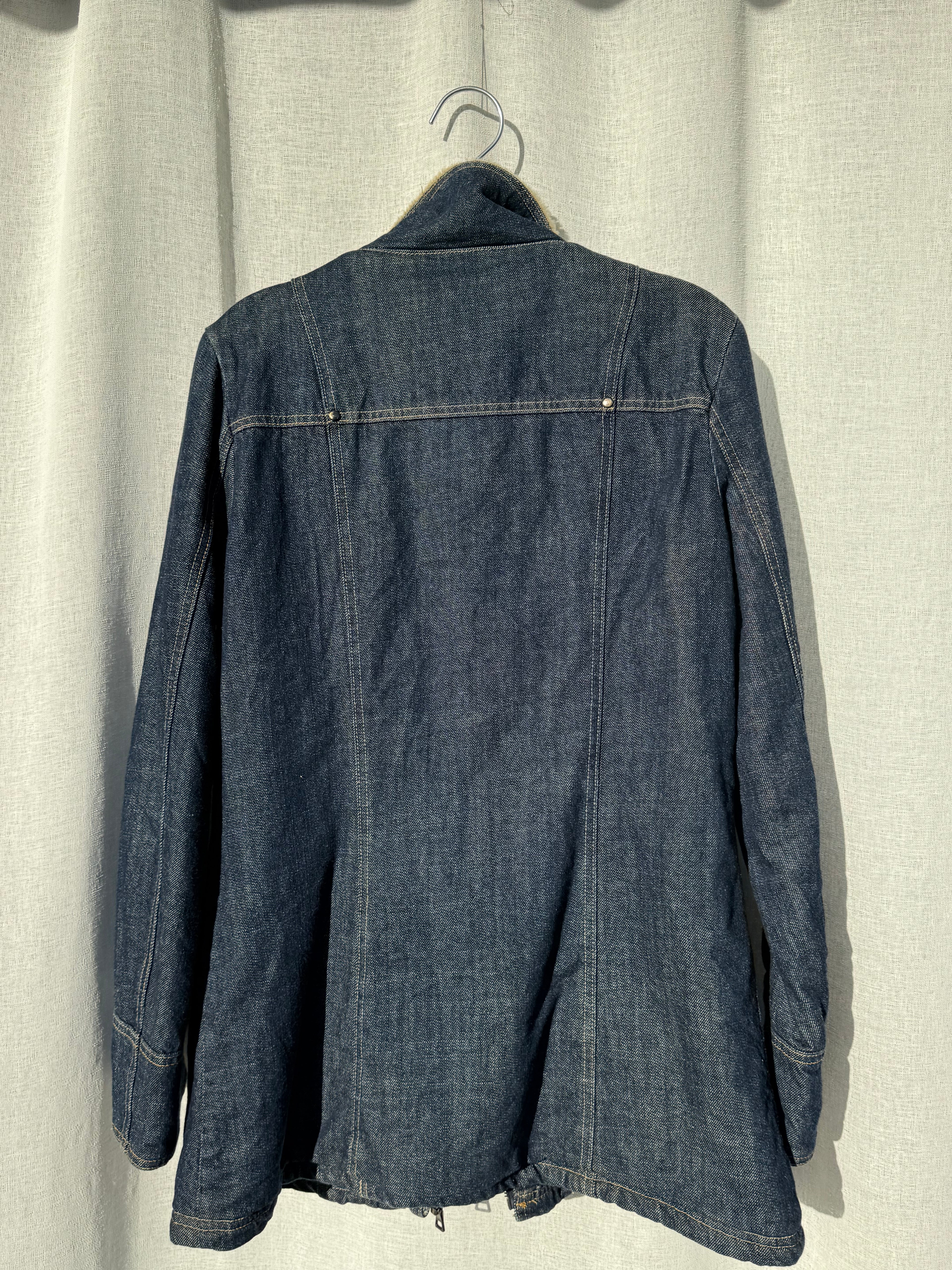 Denim jacket with shearling style collar